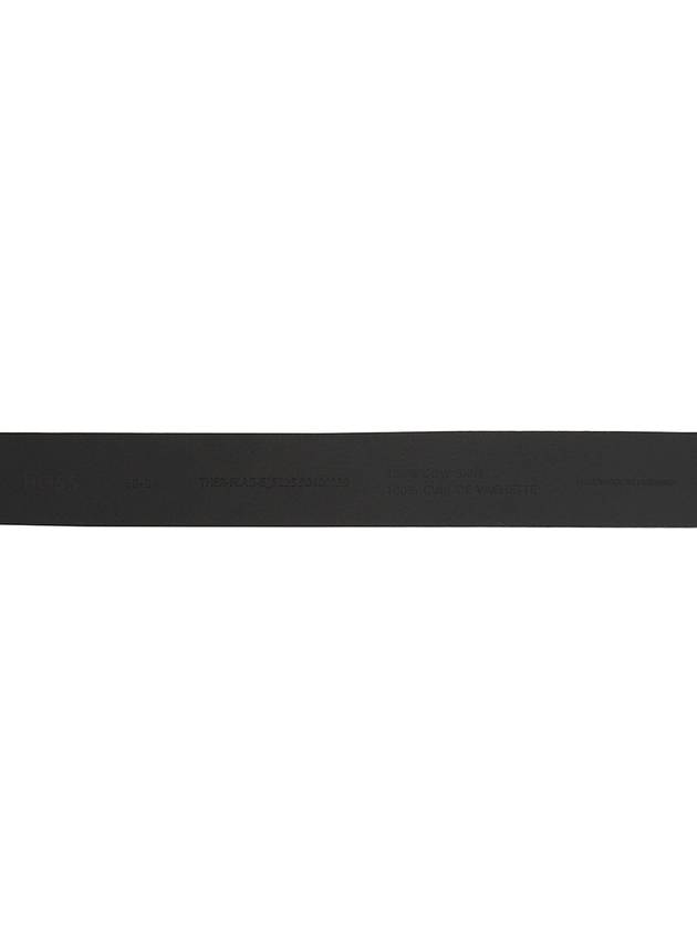 Signature Stripe Silver Buckle Logo Leather Belt Black - HUGO BOSS - BALAAN 7