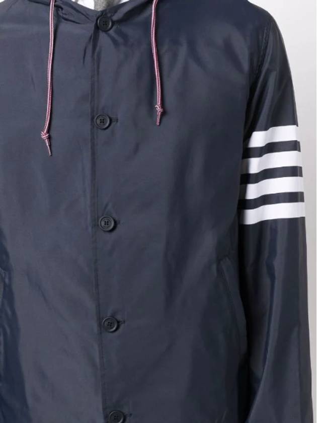 Diagonal Armband Solid Swim Tech Hooded Jacket Navy - THOM BROWNE - BALAAN 9