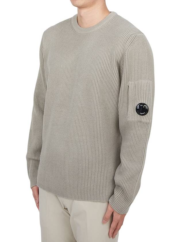 Full Rib Crew Neck Knit Top Beige - CP COMPANY - BALAAN 3