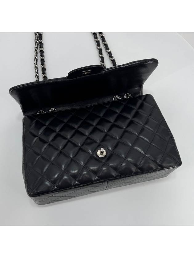 Lambskin classic large silver shoulder bag cross black - CHANEL - BALAAN 9