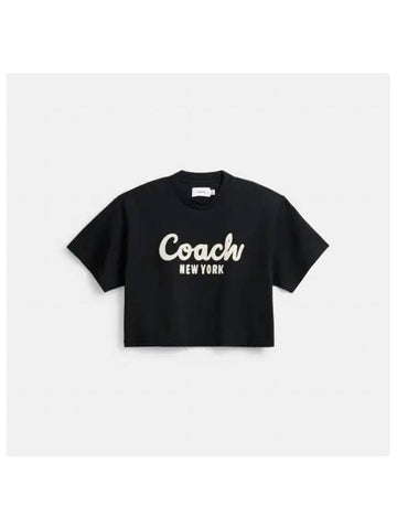 Cursive Signature Cropped T Shirt CP778 BLK - COACH - BALAAN 1