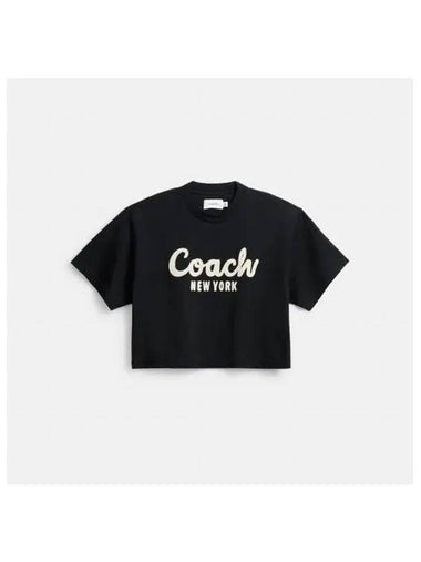 Cursive Signature Cropped T Shirt CP778 BLK - COACH - BALAAN 1