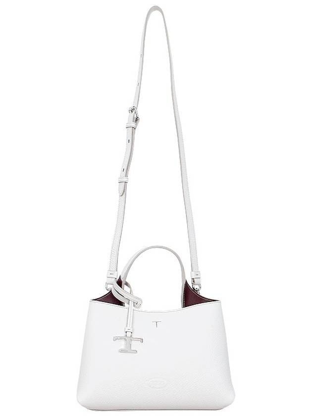 Logo Charm Leather Micro Tote Bag White - TOD'S - BALAAN 4