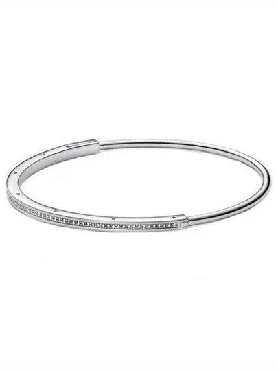 Signature ID Pave Bangle Bracelet Silver - PANDORA - BALAAN 2