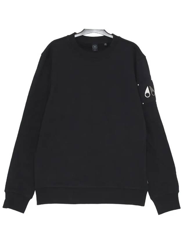 Logo Plaque Crew Neck Sweatshirt Black - MOOSE KNUCKLES - BALAAN 3