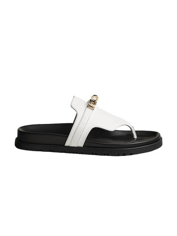 Empire Calfskin Slippers White - HERMES - BALAAN 1