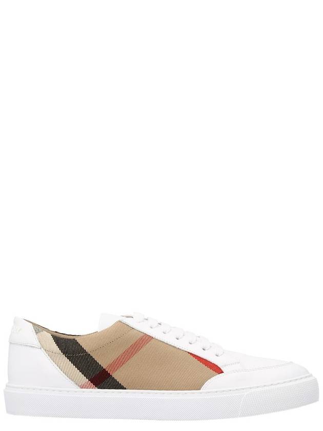 House Check Leather Sneakers Optic White - BURBERRY - BALAAN 2