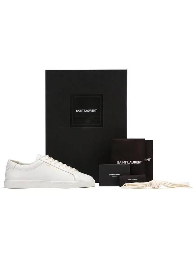 Men's Andy Leather Low Top Sneakers White - SAINT LAURENT - BALAAN 5