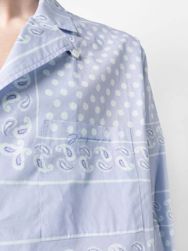 La Chemise Luis Paisley Print Long Sleeve Shirt Light Blue - JACQUEMUS - BALAAN 6