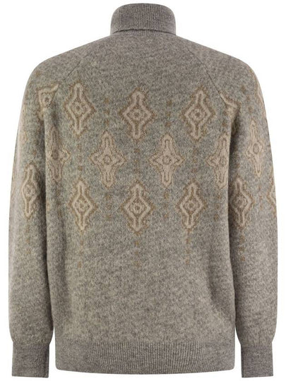 Geometric Jacquard turtleneck sweater in alpaca, cotton and wool - BRUNELLO CUCINELLI - BALAAN 2