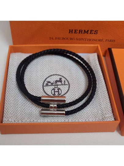 Tunis Tresse Palladium Bracelet Noir - HERMES - BALAAN 2