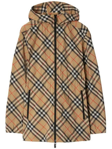 Check Lightweight Hooded Jacket Sand - BURBERRY - BALAAN 1