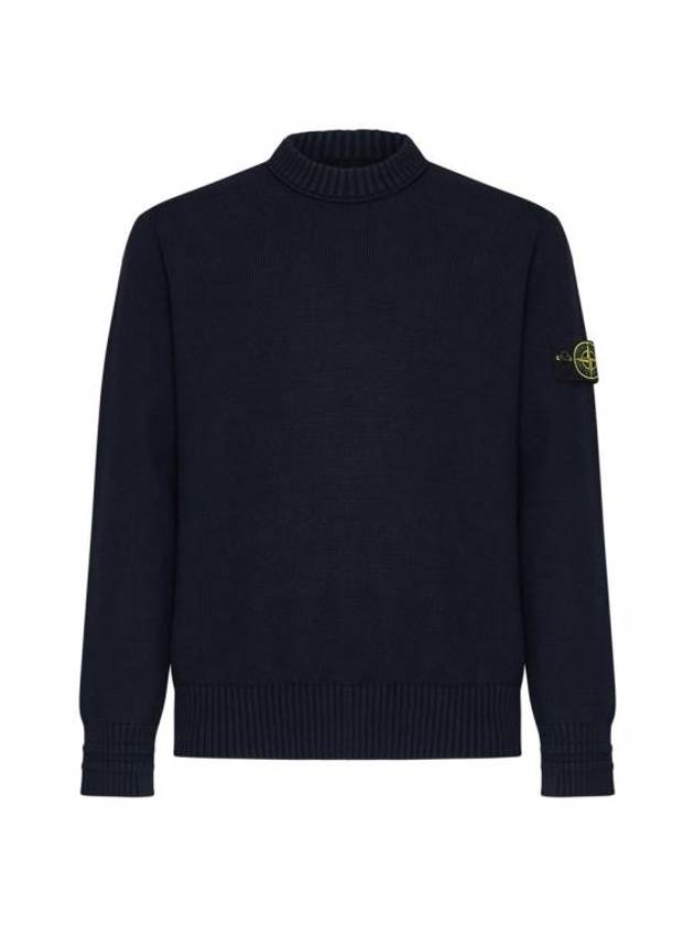 Round Neck Wappen Organic Knit Top Navy - STONE ISLAND - BALAAN 2