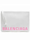 Logo Leather Clutch Bag White - BALENCIAGA - BALAAN 2