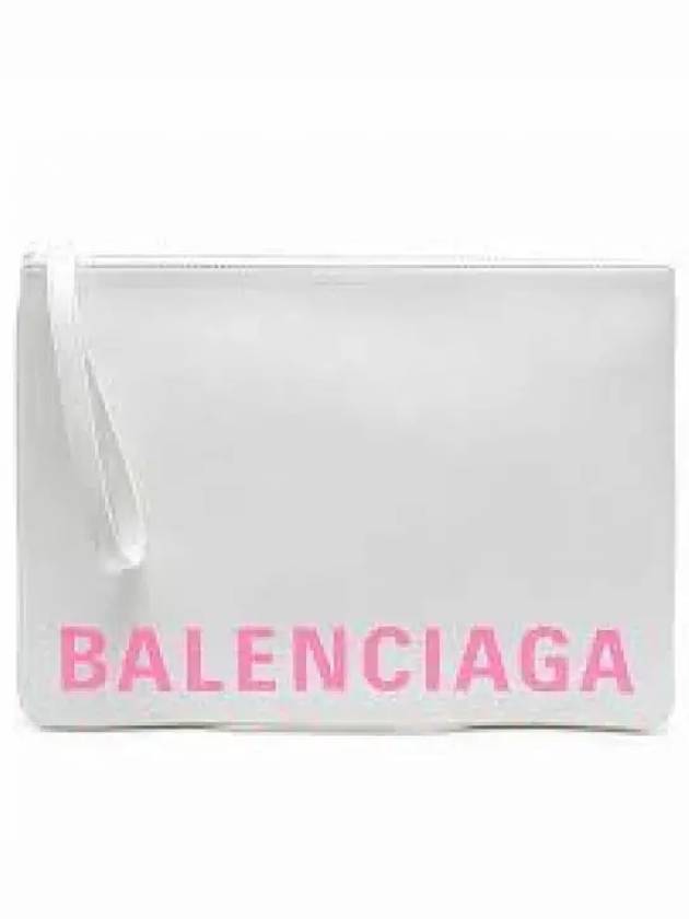 Logo Leather Clutch Bag White - BALENCIAGA - BALAAN 2