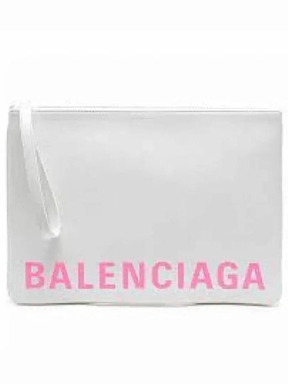 Logo Leather Clutch Bag White - BALENCIAGA - BALAAN 2