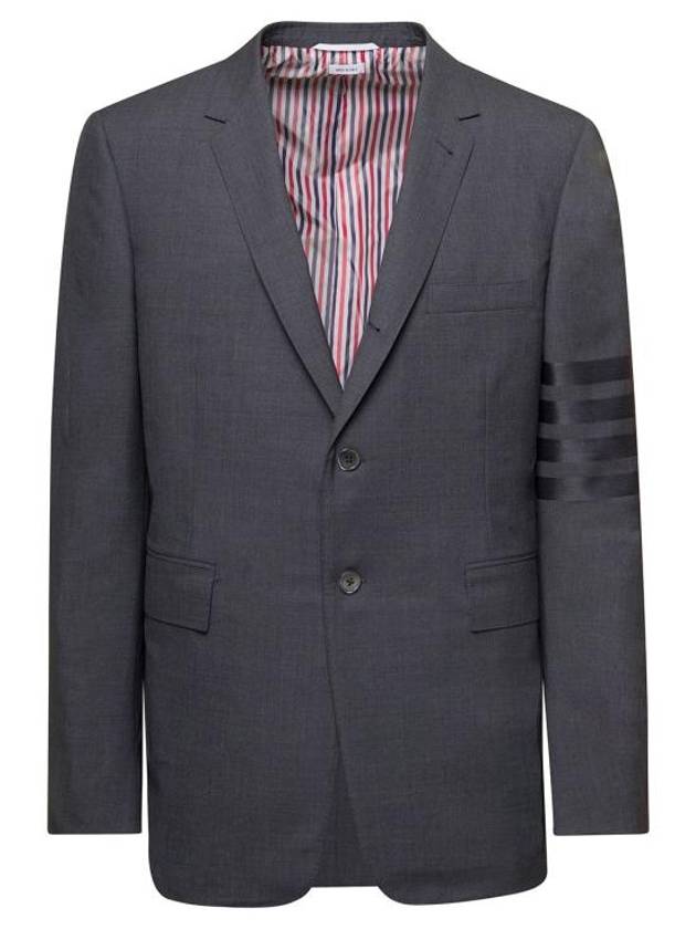 Plain Weave Suiting 4 Bar Classic Sport Jacket Dark Grey - THOM BROWNE - BALAAN 2