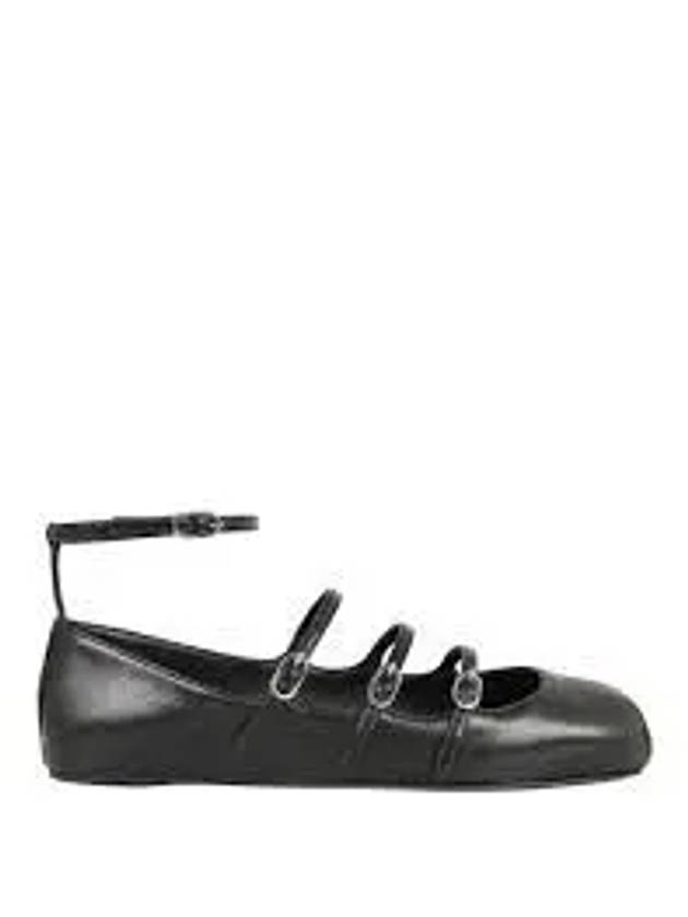 Buckled Straps Leather Ballerina Shoes Black - ALEXANDER MCQUEEN - BALAAN 2