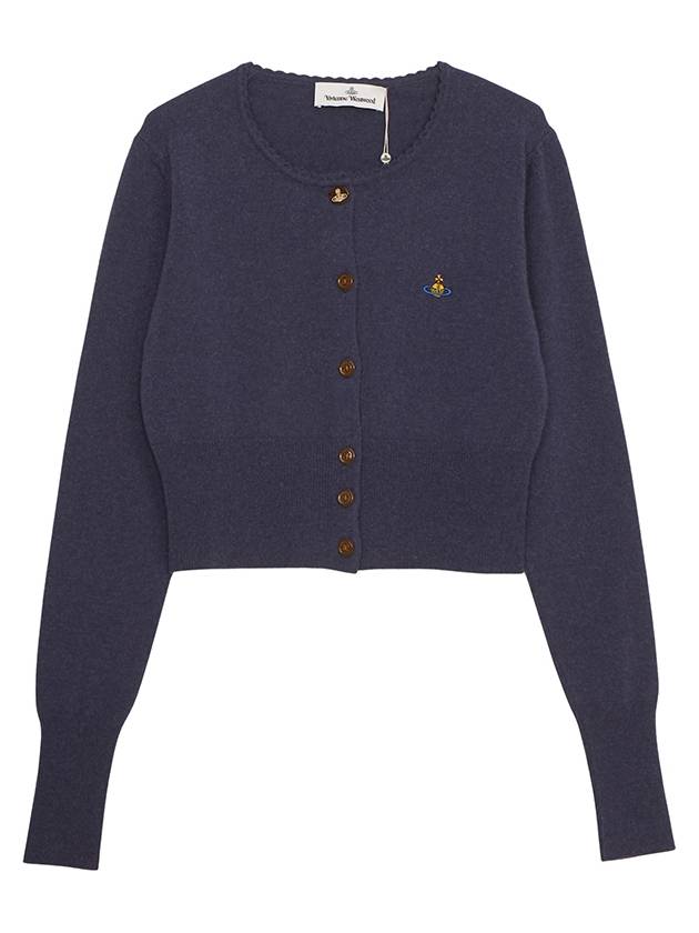 Bea ORB Embroidered Logo Crop Cardigan Dark Blue - VIVIENNE WESTWOOD - BALAAN 2