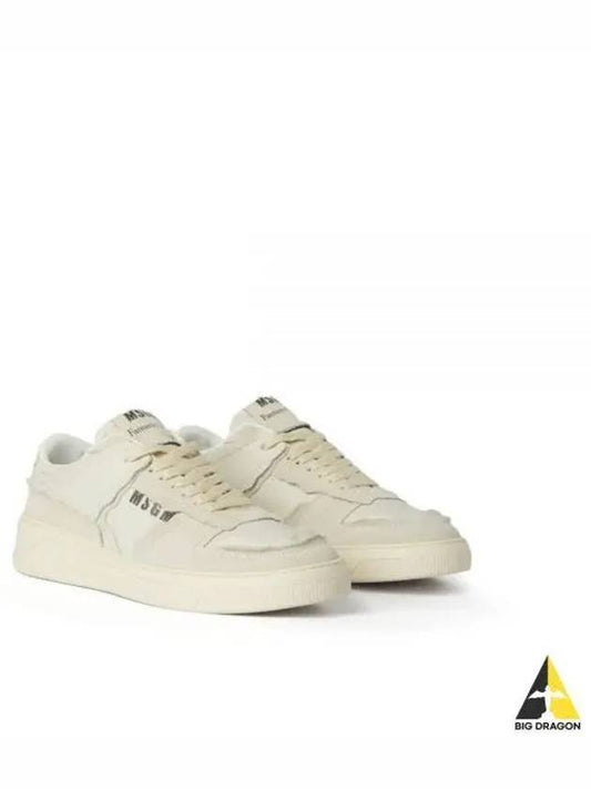 FG-1 Logo Leather Low Top Sneakers White - MSGM - BALAAN 2