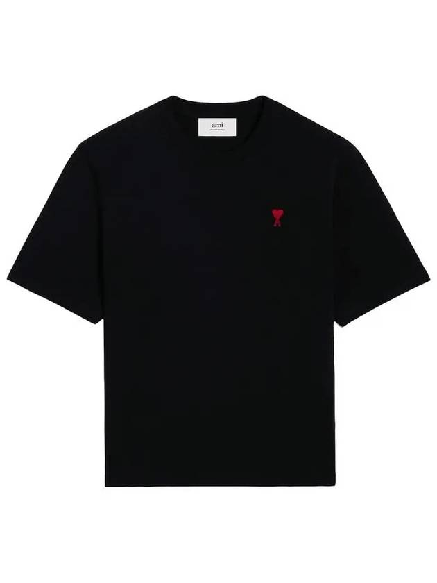 Small Heart Logo Boxy Fit Short Sleeve T-Shirt Black - AMI - BALAAN 2