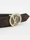 LV Circle Buckle Reversible Leather Belt Black Brown - LOUIS VUITTON - BALAAN.