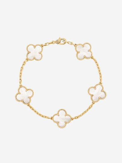 Vintage Alhambra 5 Motif Bracelet Gold White - VANCLEEFARPELS - BALAAN 2