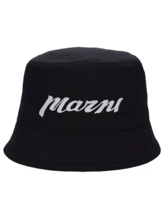 Logo embroidered bucket hat black - MARNI - BALAAN 1