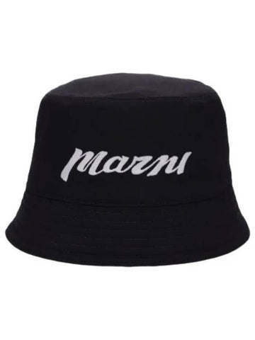 Logo embroidered bucket hat black - MARNI - BALAAN 1