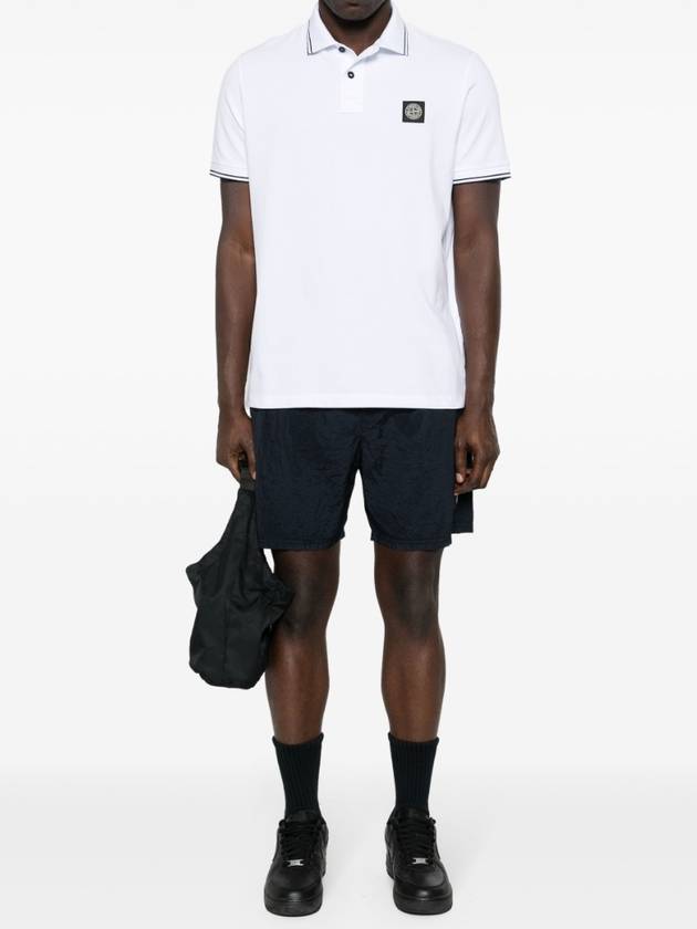 Stretch Cotton Pique Short Sleeve Polo Shirt White - STONE ISLAND - BALAAN 3