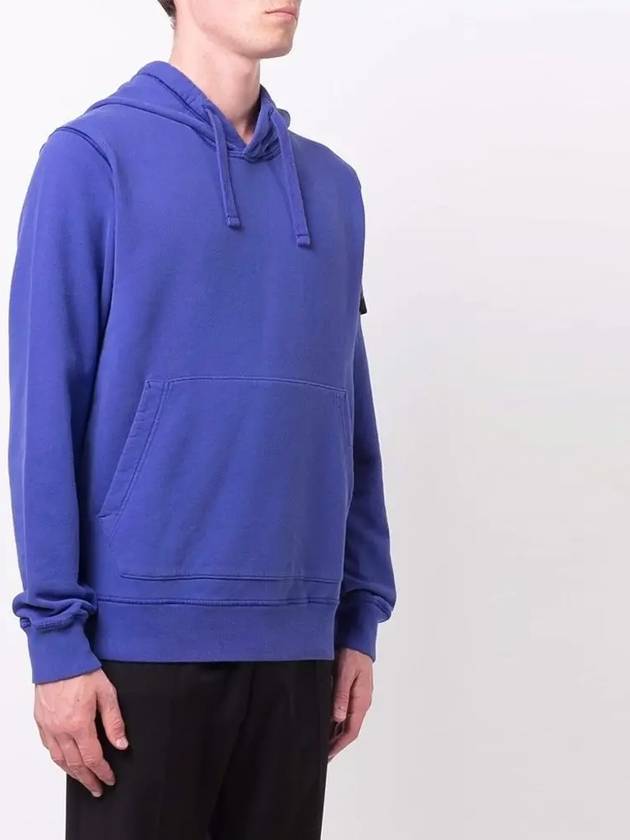 Wappen Patch Brushed Cotton Fleece Hoodie Blue - STONE ISLAND - BALAAN 3