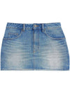 Mini Denim H-Line Skirt Blue - AMI - BALAAN 2