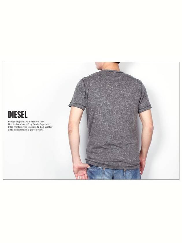 Men Short Sleeve TShirt Pocket Round Bokashi Gray 99H - DIESEL - BALAAN 4