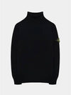 Patch turtleneck black kids knit 7316503A4 V0029 - STONE ISLAND - BALAAN 1