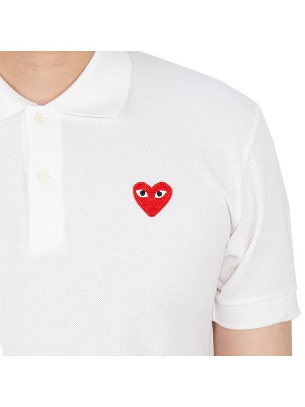 Red Heart Wappen Polo Shirt P1 T006 5 White - COMME DES GARCONS - BALAAN.