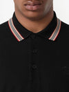 Striped Cotton Polo Shirt Black - BURBERRY - BALAAN 7