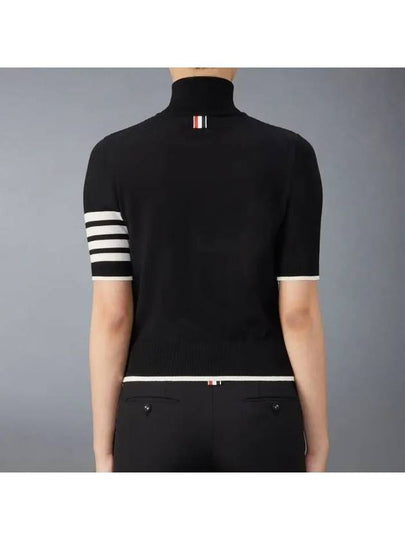 4 Bar Relaxed Fit Fine Merino Wool Turtleneck Black - THOM BROWNE - BALAAN 2