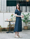 Puff Half Sleeve Long Dress Navy - METAPHER - BALAAN 5