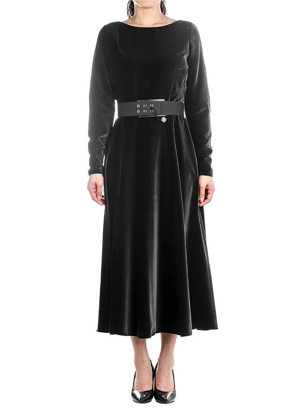 Women's Jock Soft Velvet Midi Dress Black - MAX MARA - BALAAN 2