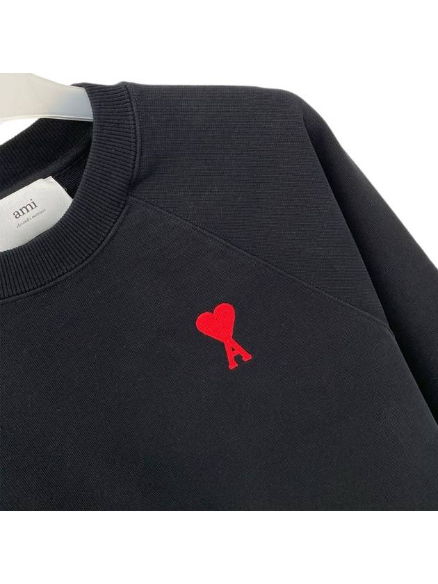 Men's Heart Logo Cotton Sweatshirt Black - AMI - BALAAN 3