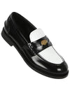 Women's Leather Loafers Black White - MIU MIU - BALAAN.