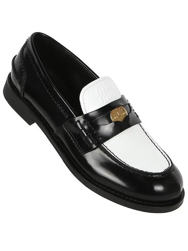 Leather Penny Loafers White Black - MIU MIU - BALAAN 2