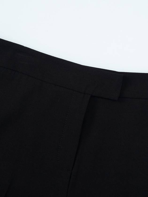 Crop Wool Blended Straight Pants Black - CALLAITE - BALAAN 3