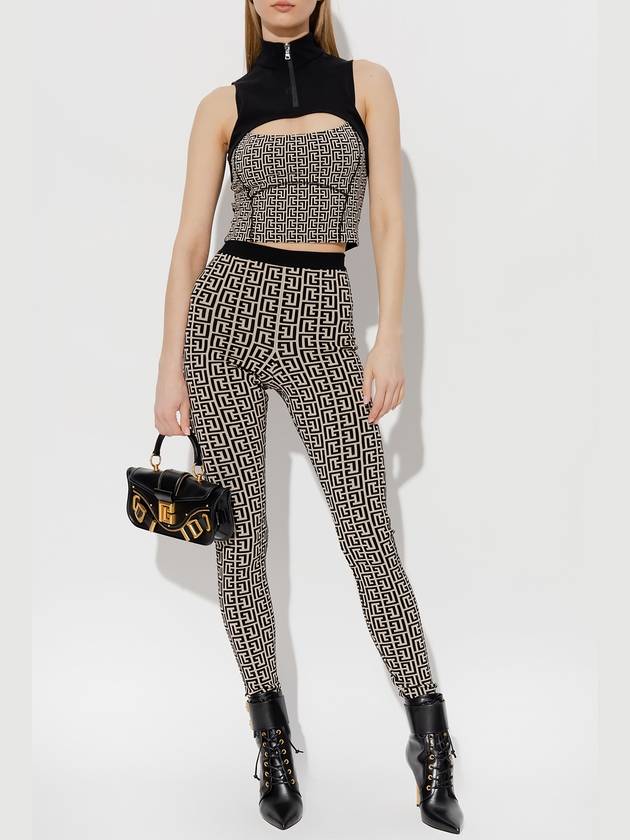 Monogram Print High Waist Leggings AF1PD005KB02 - BALMAIN - BALAAN 3