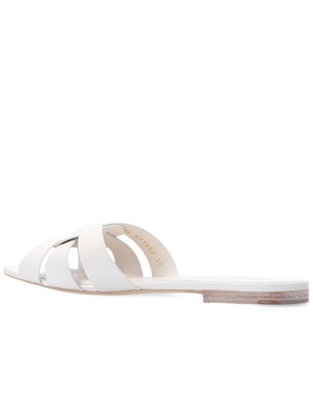 Tribute Smooth Leather Mules White - SAINT LAURENT - BALAAN 4