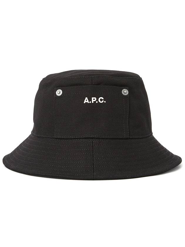 Thais Embroidered Logo Pocket Cotton Canvas Bucket Hat Black - A.P.C. - BALAAN 3