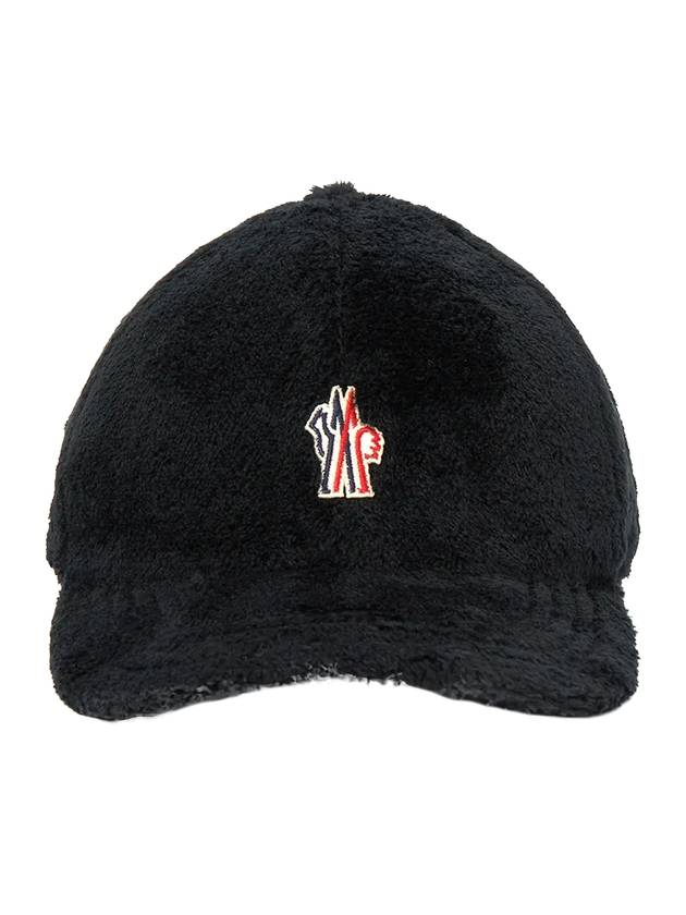 Logo Velvet Fleece Ball Cap Black - MONCLER - BALAAN 1