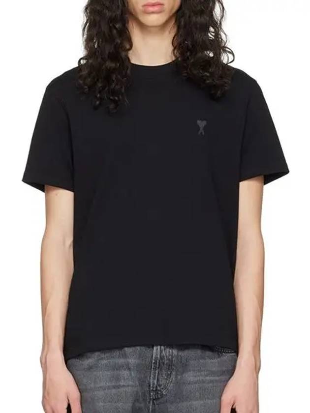 Heart Logo Cotton Short Sleeve T-Shirt Black - AMI - BALAAN 2