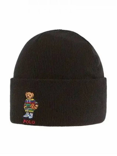 Active Bear Embroidery Beanie Black - POLO RALPH LAUREN - BALAAN 2