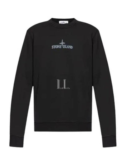 66182 Cotton Fleece Crew Neck Sweatshirt Black - STONE ISLAND - BALAAN 2